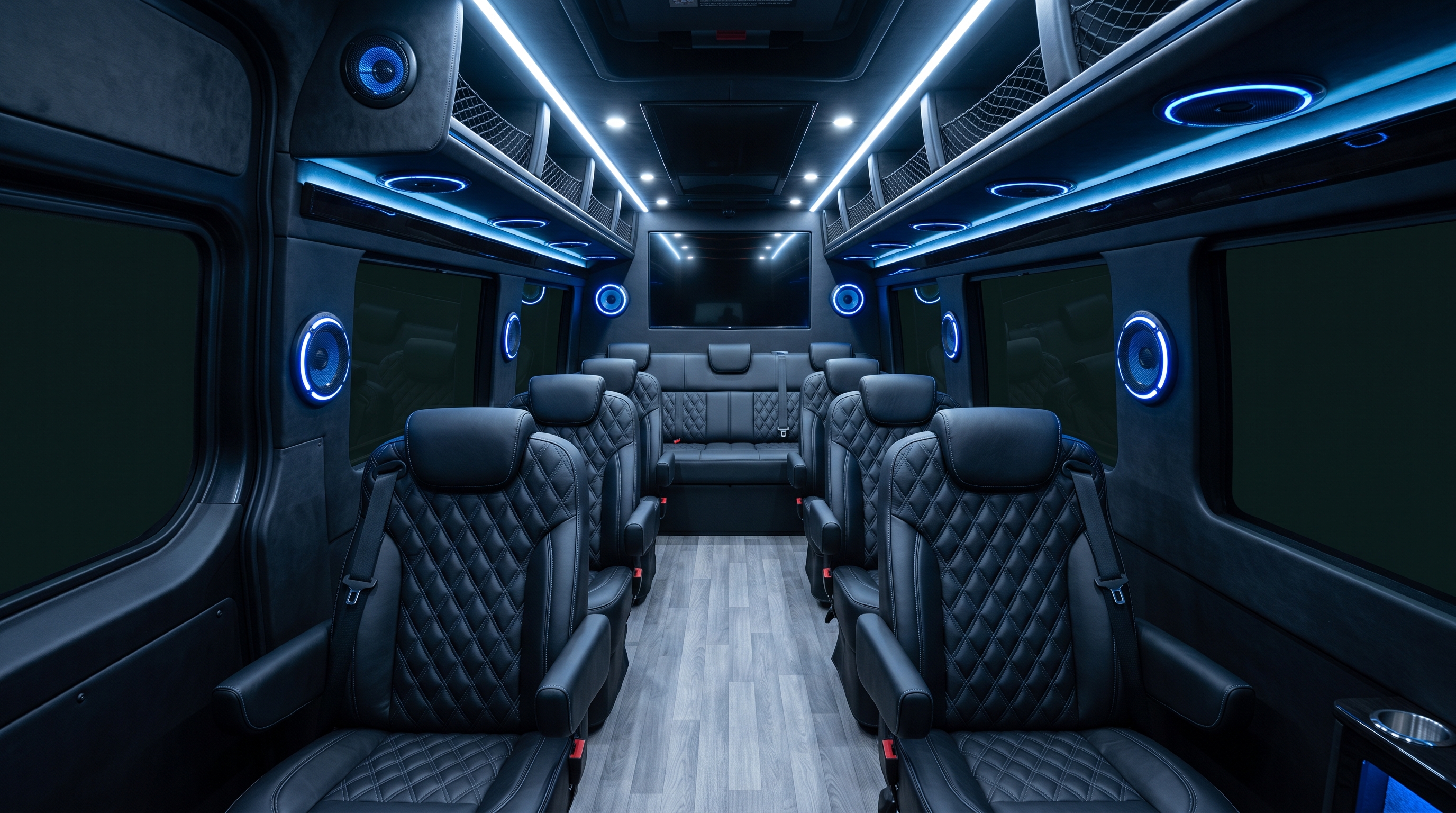 2026 Mercedes-Benz Sprinter Midwest Executive interior with dual TVs